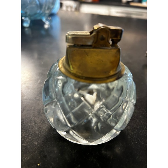 Other - Vintage Diamond Cut Glass and Brass Table Lighter